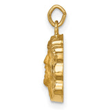 14k Yellow Gold Jesus Head Pendant with Crown of Thorns, Religious Charm for Men and Women