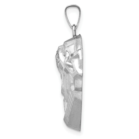 14k White Gold Jesus Head Pendant with Sculpted Christ Face and Crown of Thorns