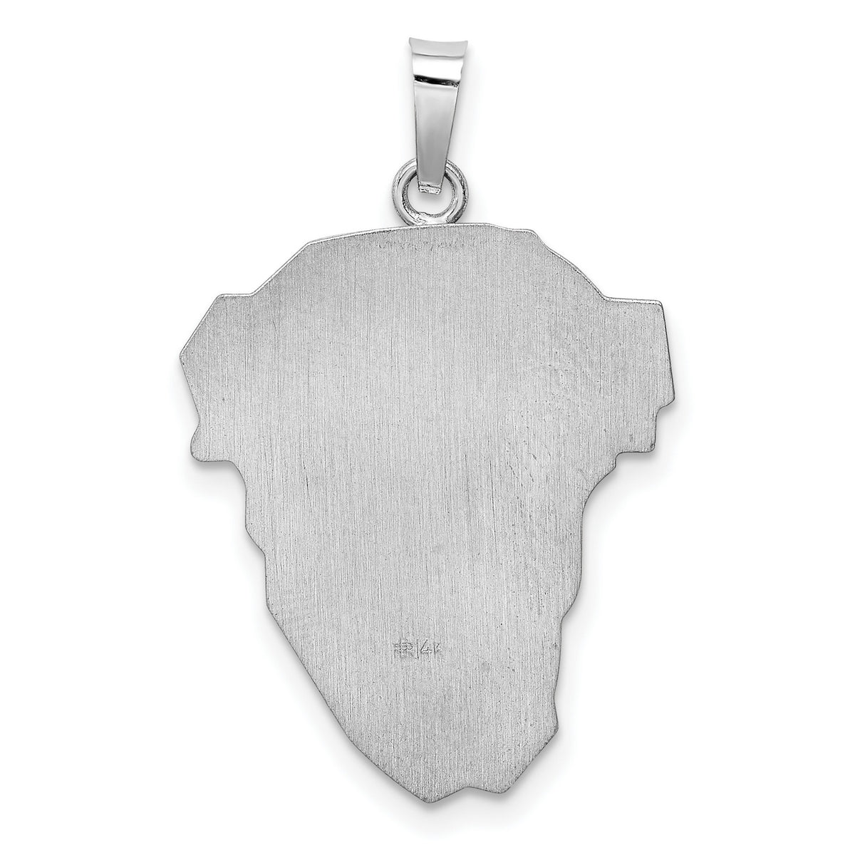 14k White Gold Jesus Head Pendant with Sculpted Christ Face and Crown of Thorns