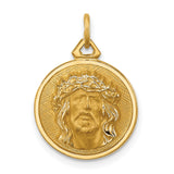 Round Embossed Face Of Jesus Medal Charm Pendant in Real 14k Yellow Gold