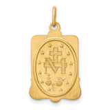 14k Yellow Gold Miraculous Medal Pendant with Virgin Mary and Pray for Us Inscription
