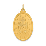 Miraculous Medal Our Lady of Graces with Words Oval Charm Pendant in Real 14k Yellow Gold