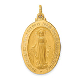 Miraculous Medal Our Lady of Graces with Words Oval Charm Pendant in Real 14k Yellow Gold