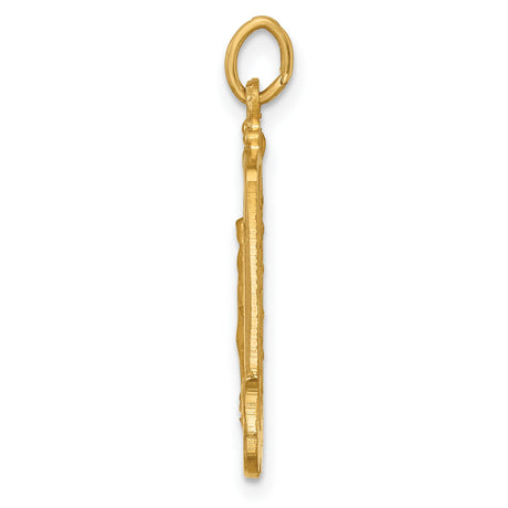 14k Yellow Gold Miraculous Medal Virgin Mary Pendant, Catholic Religious Charm for Women