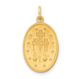 Mary Mother of God Raised 3-D Miraculous Medal with Words Oval Charm Pendant in Real 14k Yellow Gold