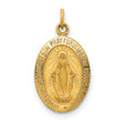 Mary Mother of God Miraculous Medal with Words Oval Charm Pendant in Real 14k Yellow Gold