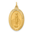 Mary Mother of God Miraculous Medal with Words Oval Charm Pendant in Real 14k Yellow Gold