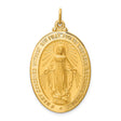 Miraculous Medal Our Lady of Graces with Words Oval Charm Pendant in Real 14k Yellow Gold