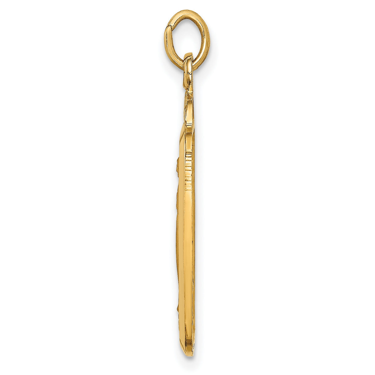14k Yellow Gold Rectangular Miraculous Medal Pendant Featuring Virgin Mary Engraving
