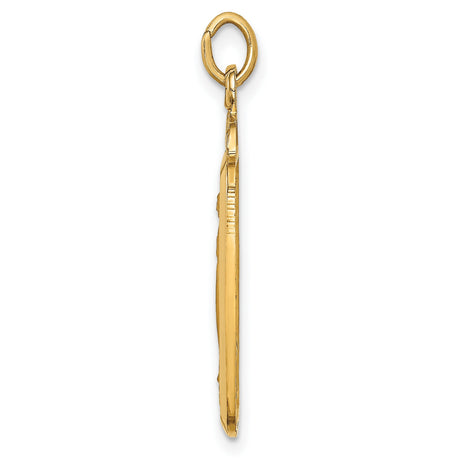 14k Yellow Gold Rectangular Miraculous Medal Pendant Featuring Virgin Mary Engraving