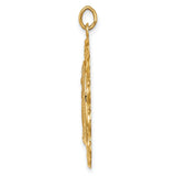 14k Yellow Gold Virgin Mary Miraculous Medal Pendant with Filigree Border