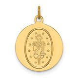 Miraculous Medal Our Lady of Graces Solid Round Charm Pendant in Real 14k Yellow Gold