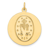 Miraculous Medal Our Lady of Graces Solid Round Charm Pendant in Real 14k Yellow Gold