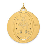 Miraculous Medal Our Lady of Graces Solid Round Charm Pendant in Real 14k Yellow Gold