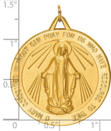 Miraculous Medal Our Lady of Graces Solid Round Charm Pendant in Real 14k Yellow Gold