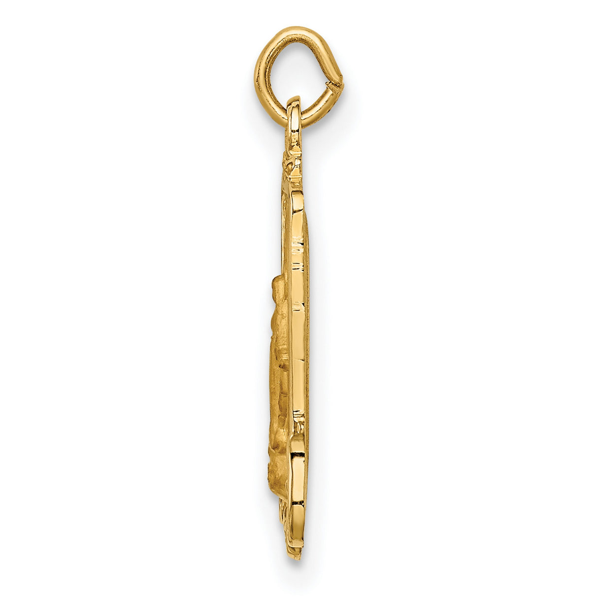 14k Yellow Gold Miraculous Medal Pendant with Virgin Mary Inscription