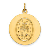 14k Yellow Gold Miraculous Medal Pendant with Virgin Mary and Radiant Beams, Catholic Devotional Jewelry
