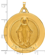 Milagrosa Medal Our Lady of Graces Solid Round Charm Pendant in Real 14k Yellow Gold