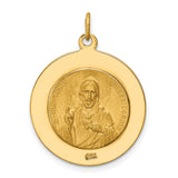 Solid Queen of the Holy Scapular Pray For Us Words Round Charm Pendant in Real 14k Yellow Gold