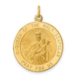 Solid Queen of the Holy Scapular Pray For Us Words Round Charm Pendant in Real 14k Yellow Gold