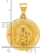 Oh Reina Del Santo Escapulario Ruega Por Nosotros Round Medal Charm Pendant in Real 14k Yellow Gold