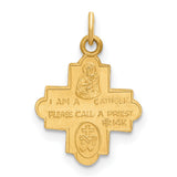 Small Four Way Cross Cruciform Charm Pendant in Real 14k Yellow Gold