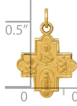 Small Four Way Cross Cruciform Charm Pendant in Real 14k Yellow Gold