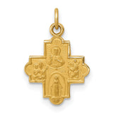 Small Four Way Cross Cruciform Charm Pendant in Real 14k Yellow Gold