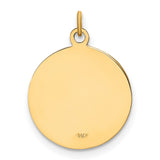 Saint Christopher Protect Us Words Round Solid Medal Charm Pendant in Real 14k Yellow Gold