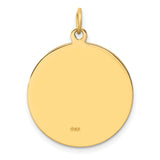 Saint Christopher Protect Us Words Round Solid Medal Charm Pendant in Real 14k Yellow Gold