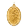 Saint Christopher Protect Us Words Oval Medal Charm Pendant in Real 14k Yellow Gold