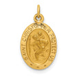 Solid Saint Christopher Protect Us Words Oval Medal Charm Pendant in Real 14k Yellow Gold