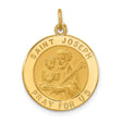 Saint Joseph Pray For Us Words Medal Charm Pendant in Real 14k Yellow Gold