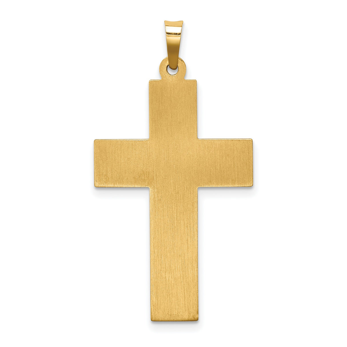 Hollow Polished Basket weave Design Latin Cross Charm Pendant in Real 14k Yellow Gold