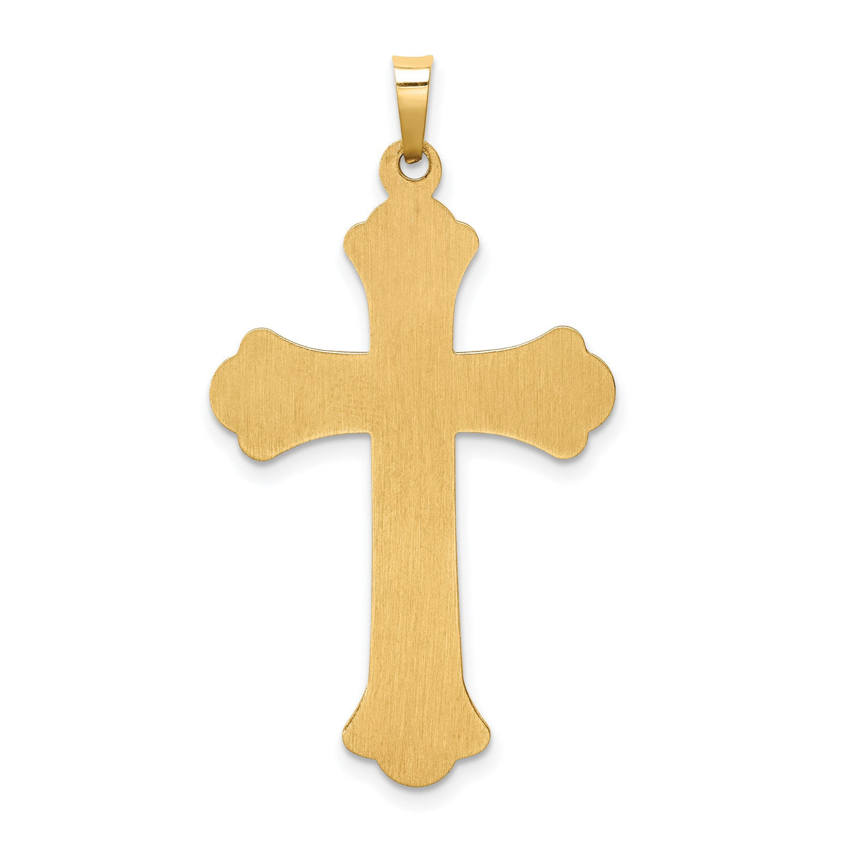 Hollow Polished Woven Fleur de Lis Cross Charm Pendant in Real 14k Yellow Gold