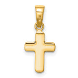 Polished Hollow Latin Cross Charm Pendant in Real 14k Yellow Gold