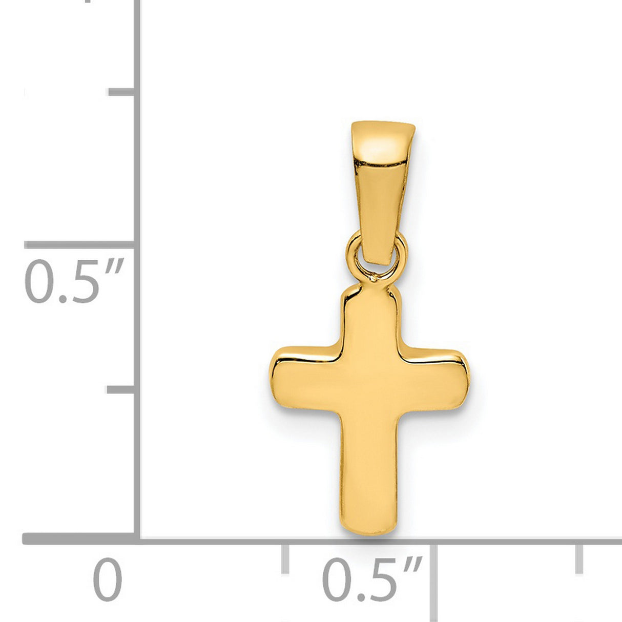 Polished Hollow Latin Cross Charm Pendant in Real 14k Yellow Gold