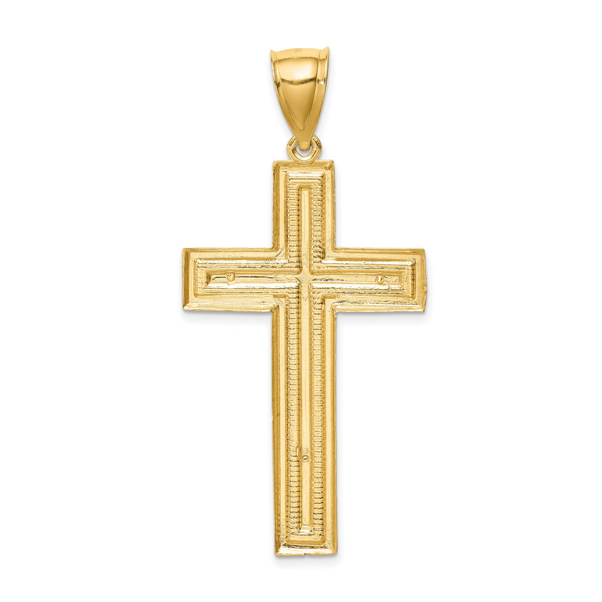 Diamond-cut Cross Charm Pendant in Real 14k Yellow Gold