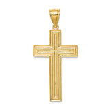 Diamond-cut Cross Charm Pendant in Real 14k Yellow Gold