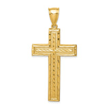 Diamond-cut Cross Charm Pendant in Real 14k Yellow Gold