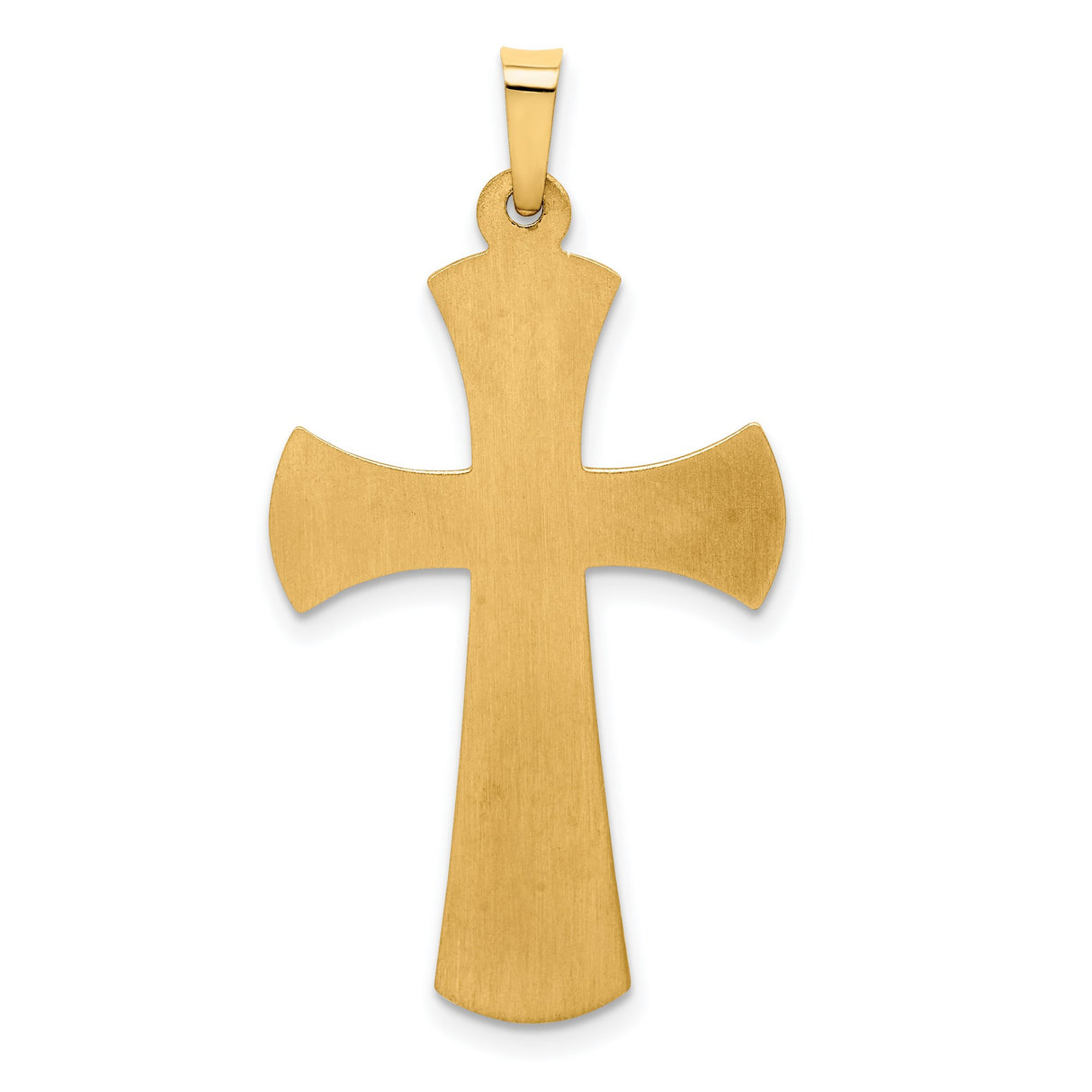 14k Two-Tone Gold Cross Pendant with Beveled Flared Edge and Rhodium Accents