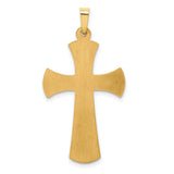 14k Two-Tone Gold Cross Pendant with Beveled Flared Edge and Rhodium Accents