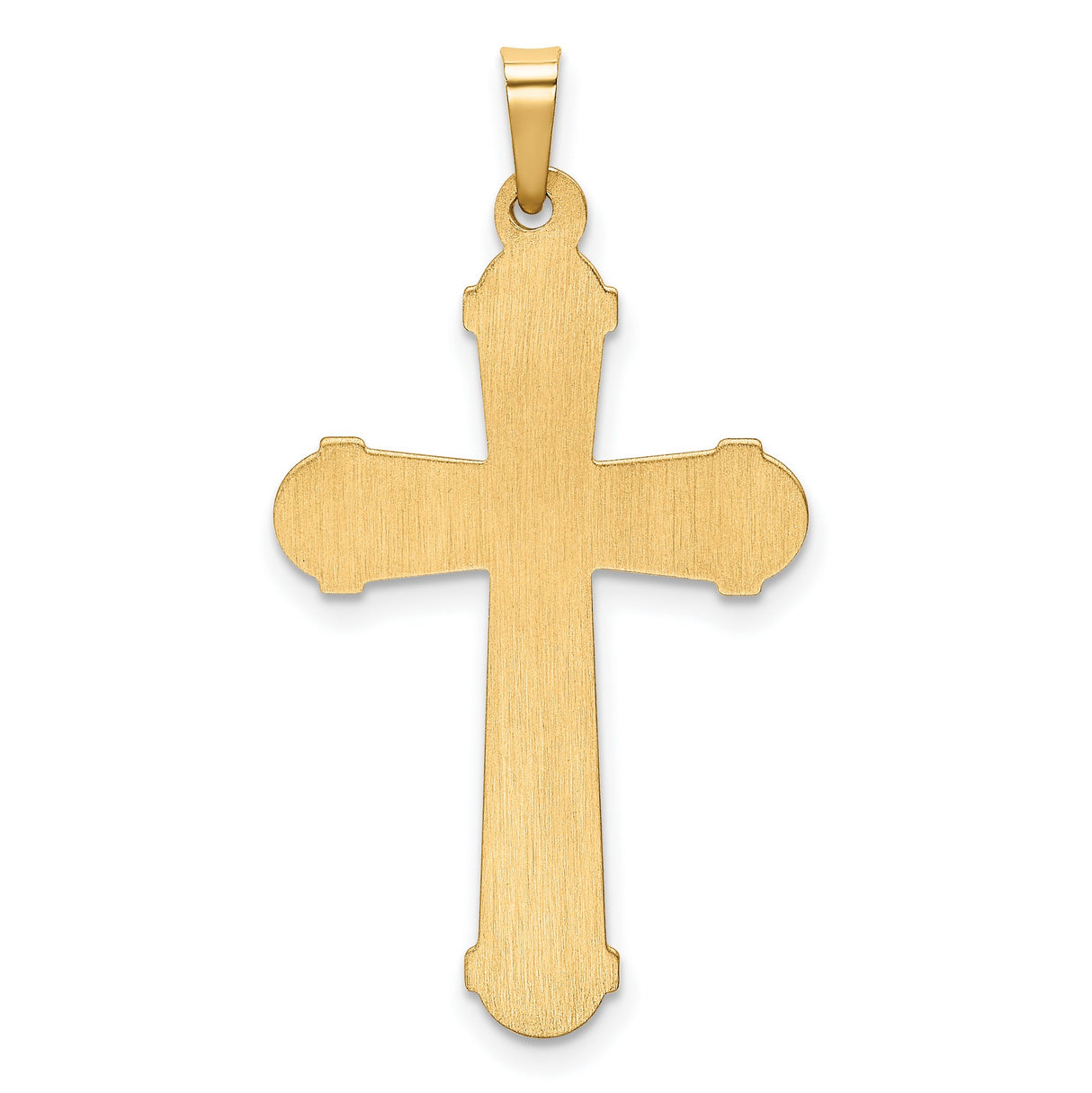 Hollow Polished Cross with Center Cross Charm Pendant in Real 14k Multi-Tone Gold