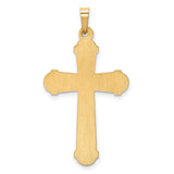 Hollow Polished Cross with Center Cross Charm Pendant in Real 14k Multi-Tone Gold