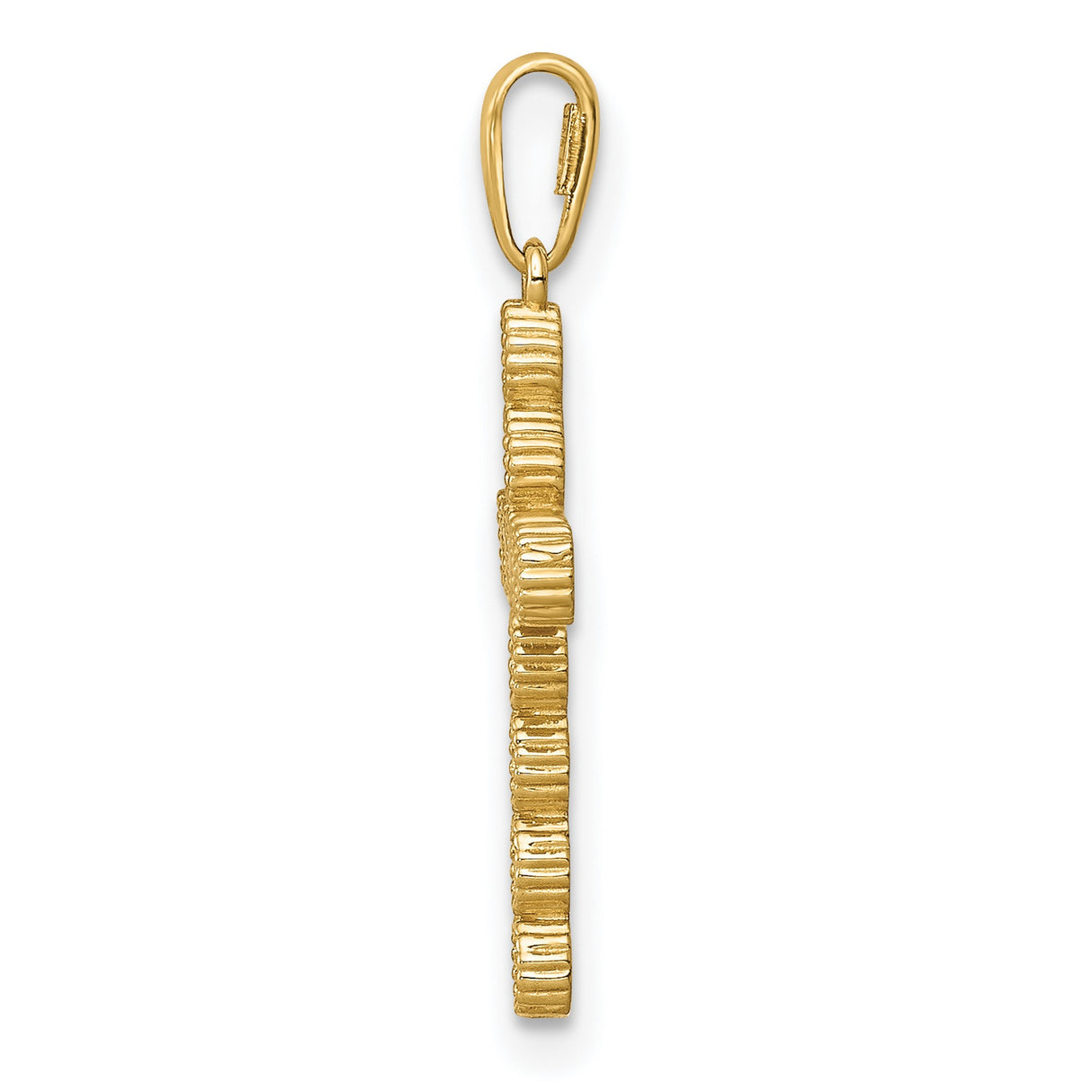14k Yellow Gold Cross Pendant with Cubic Zirconia Beaded Bezel Setting, Christian Jewelry for Women