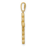 14k Yellow Gold Cross Pendant with Cubic Zirconia Beaded Bezel Setting, Christian Jewelry for Women
