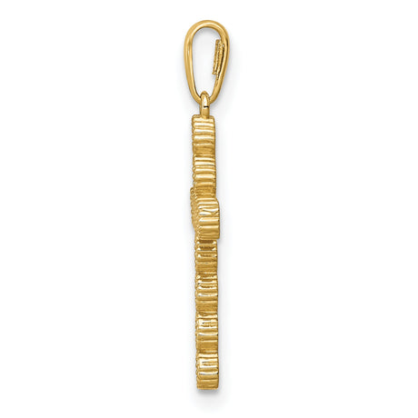 14k Yellow Gold Cross Pendant with Cubic Zirconia Beaded Bezel Setting, Christian Jewelry for Women
