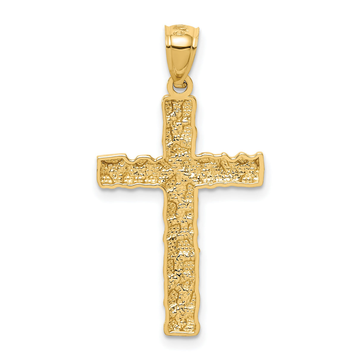 Nugget Cross Charm Pendant in Real 14k Yellow Gold