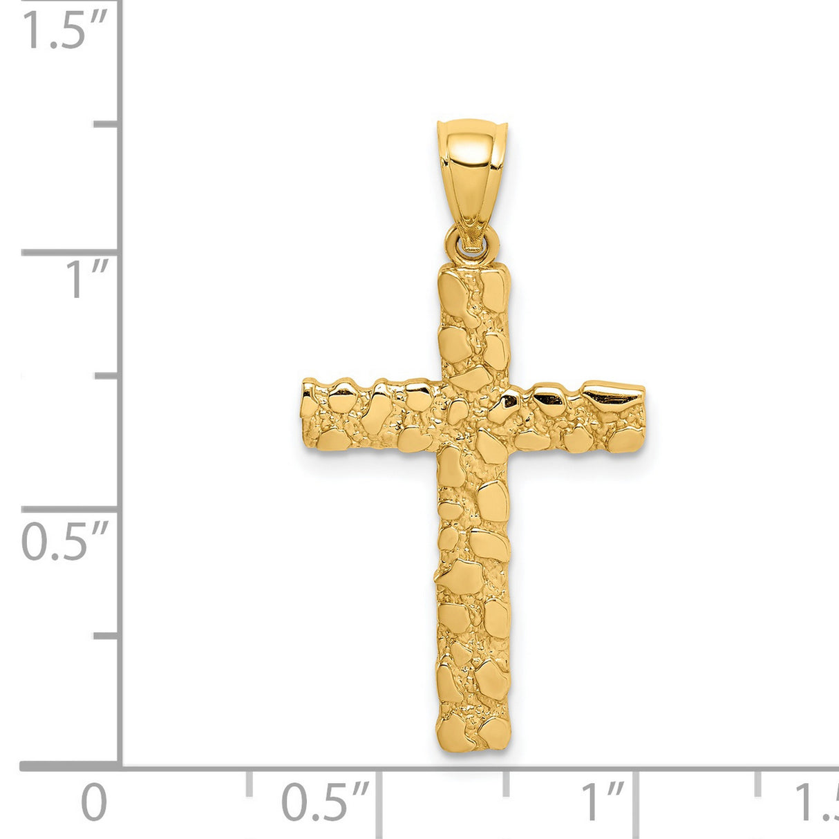 Nugget Cross Charm Pendant in Real 14k Yellow Gold