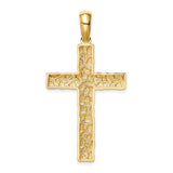 Nugget Cross Charm Pendant in Real 14k Yellow Gold